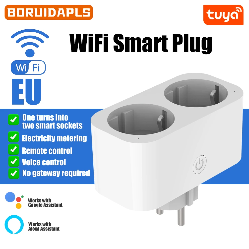 Timer Dual Outlet - مقبس ذكي واي فاي من BORUIDAPLS