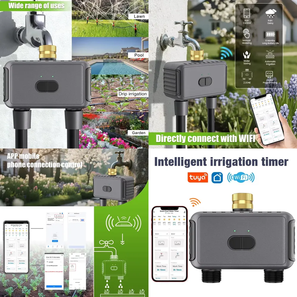 WAP01 مؤقت ري ذكي بتحكم عبر تط - مراجعة Timer Dual Outlet وسعره
