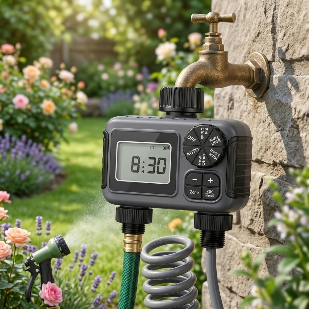 مؤقت ري الحدائق بمخرجين مزدوجي - مراجعة Timer Dual Outlet وسعره